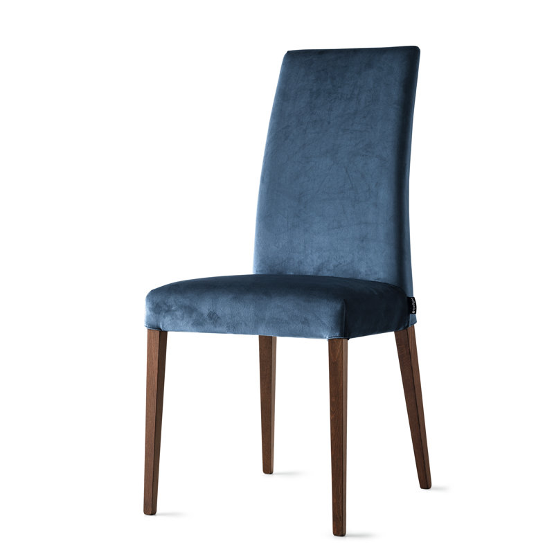 Méditerranée Upholstered Chair with Wooden Legs, Ocean Blue, Smoke