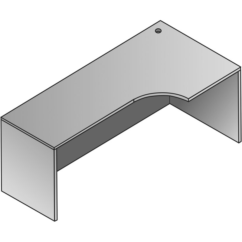Coquille de bureau en coin curve Lemasters, Droite, Acajou