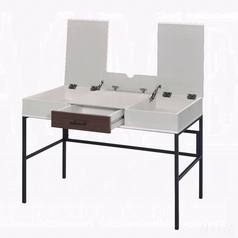 Bureau d'écriture, naturel et noir avec port USB, Naturel
