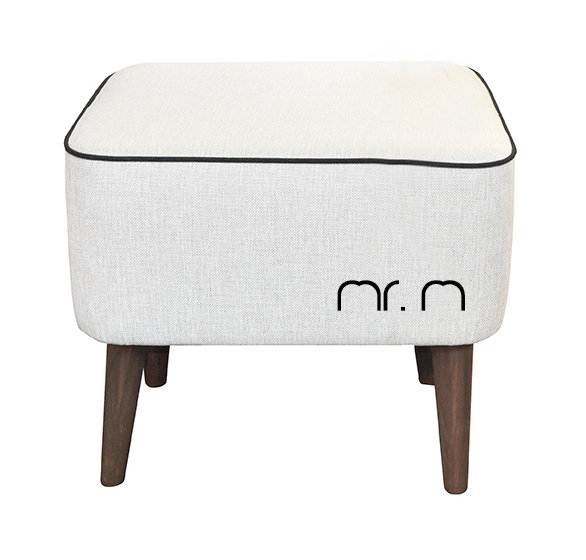 Mr.M 40cm Wide Square Footstool Ottoman, Cream/Black