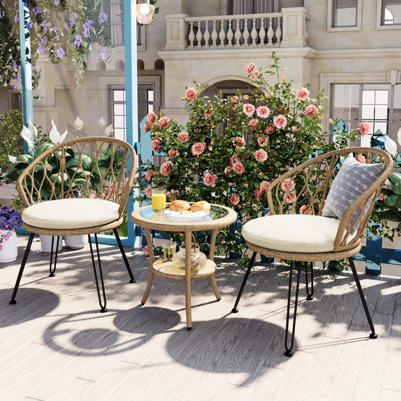 Ensemble de mobilier d'extérieur avec 2 chaises et une table ronde, polyvalente pour différentes occasions, table de chaise de haute qualité pour moments de détente, avec pe