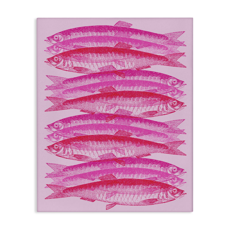 "Pink Layered Fish", art mural par Daphne Polselli, H 20 po x l 16 po