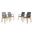 Ensemble de chaises d'extérieur modernes en aluminium brossé à la main avec corde tissée (ensemble de 4)