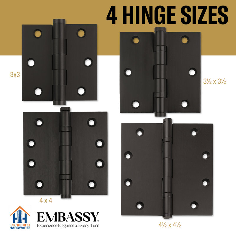 4.5" H x 4.5" W Solid Brass Ball Bearing Single Butt Door Hinge, Oil Rubbed Bronze