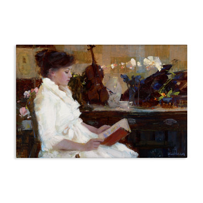 Classic Girl Reading Canvas Wall Art by Katie Swatland