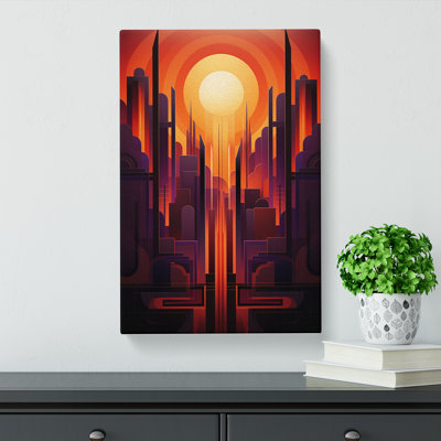 Art Deco Sunset Constructivism - Wrapped Canvas
