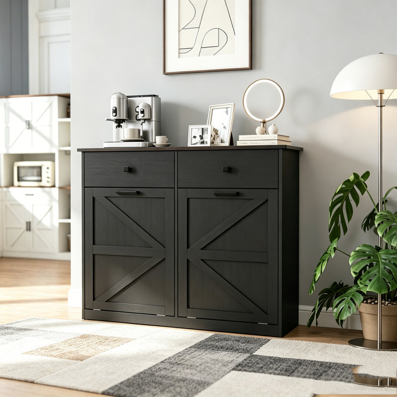 Armoire de tri de lessive, poubelle basculante, Black