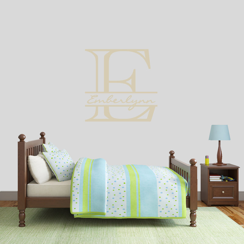 Décalcomanie murale personnalisée avec nom de monogramme, Beige clair, Oui