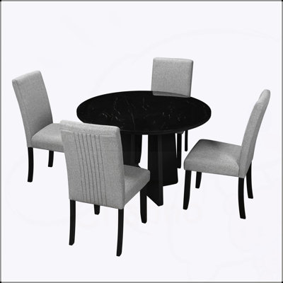 Ensemble de table de salle à manger 5 pièces avec table moderne de 43 pouces et 4 chaises rembourrées, facile à assembler pour toute pièce