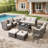 Wicker Patio Furniture Set - 10 Piece Rattan Outdoor Conversation Sets With 4 Wicker Patio Chairs,2 Ottomans And Coffee Table For Garden, Backyard, Balcony And Deck-1562096346-1562096350-1562096351