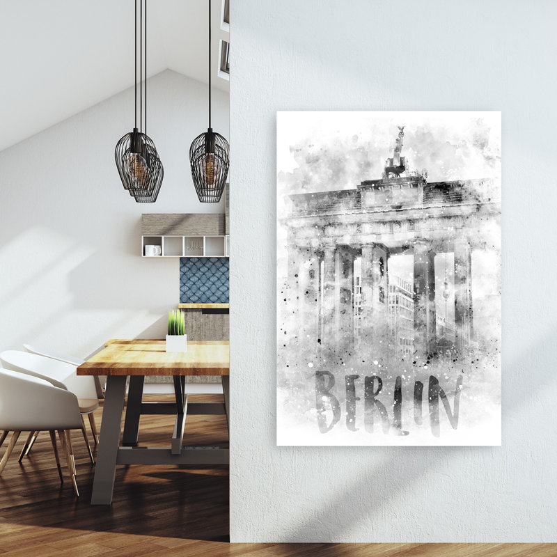 Berlin Brandenburg Gate Watercolor Abstract Modern City Wall Art Print, H 60 po x l 40 po