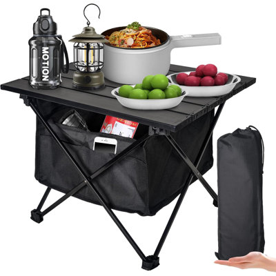 Table d'appoint pliable pour camping, table de plage ultralégère en aluminium, table d'extérieur portable avec sac de transport et rangement pour pique-nique, barbecue, randonnée, pêche, sable, camping
