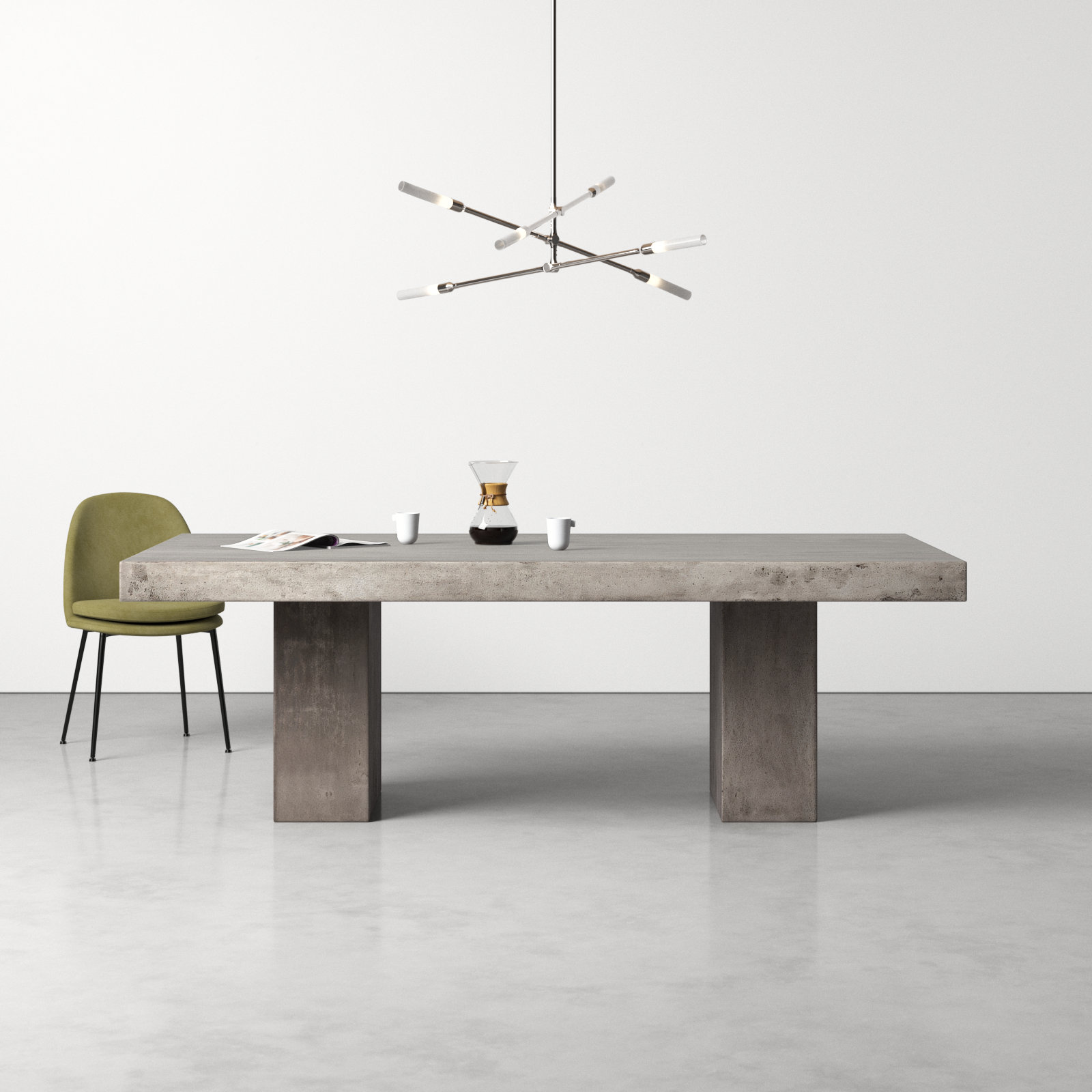 Kareen Pedestal Dining Table, Dark Gray, Counter Table (36.25" Height), 95" L x 47" W