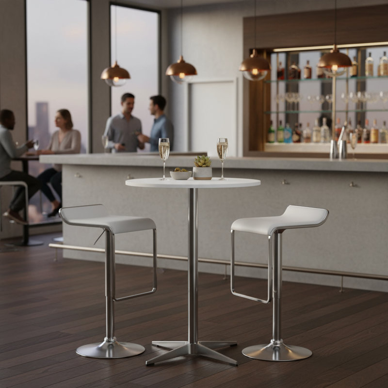 31.5'' W Modern Round Dining Table With Metal Frame and Cross Base, Silver, White/Silver