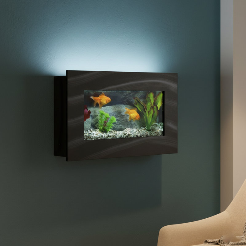 Aquarium rectangulaire 2 gallons Angelica, Noir brossé