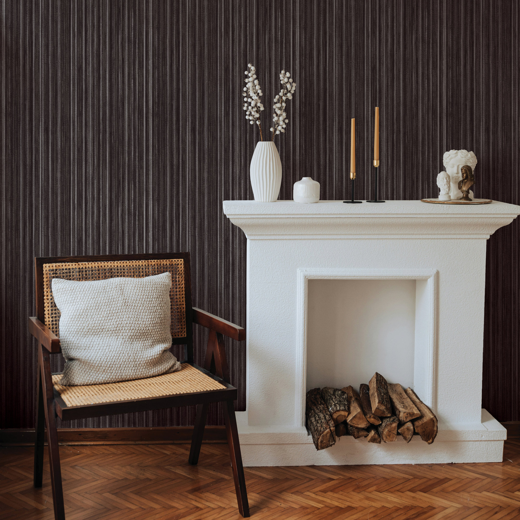 Faux Grasscloth Peel and Stick Wallpaper, 16.5" L x 20.5" W, Black