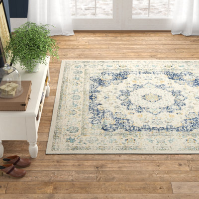 Tapis oriental ivoire et bleu Annette