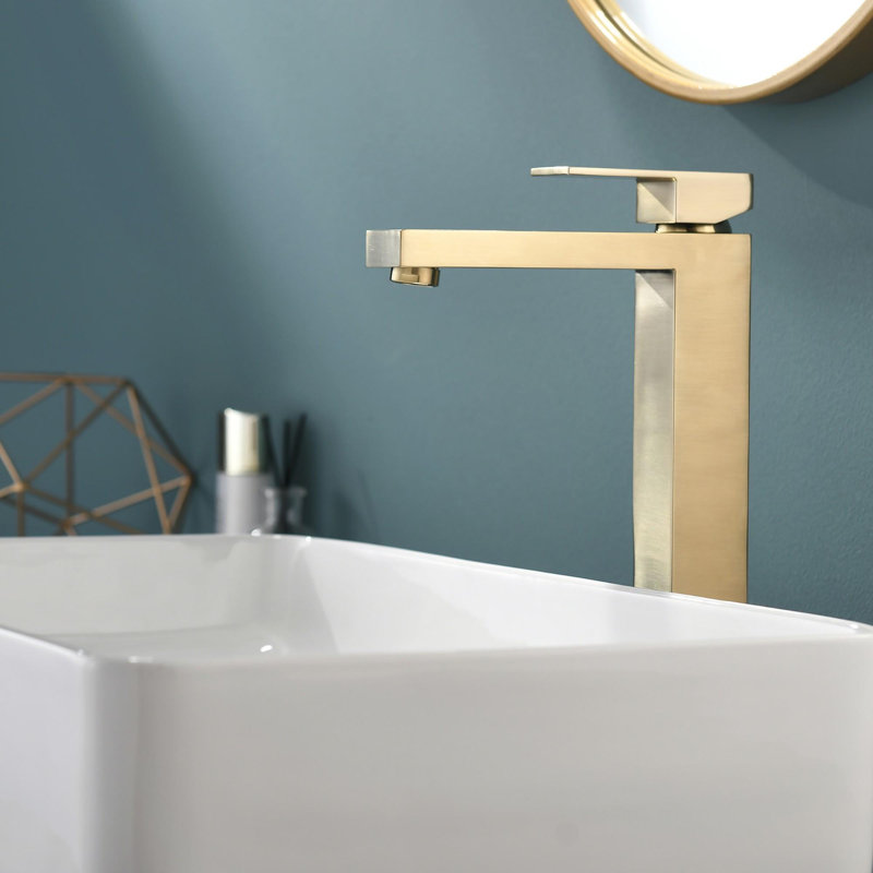 Single Handle Brass Bathroom Sink Faucet, Brushed Gold