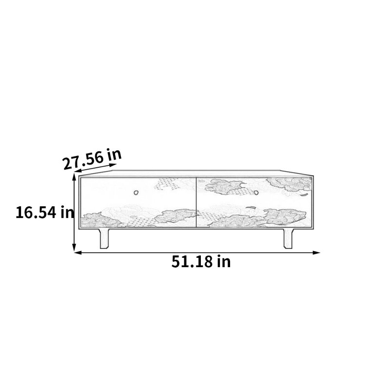 Table basse avec rangement peint français rétro, Noir
