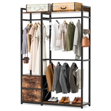 Tathan 55'' Freestanding Wardrobe Rack with 2 Drawers 17 Stories