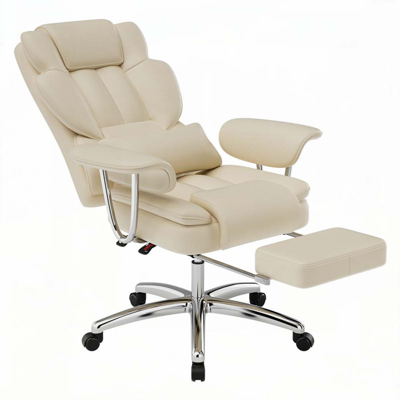 Executive Office Chair with Footrest, Beige