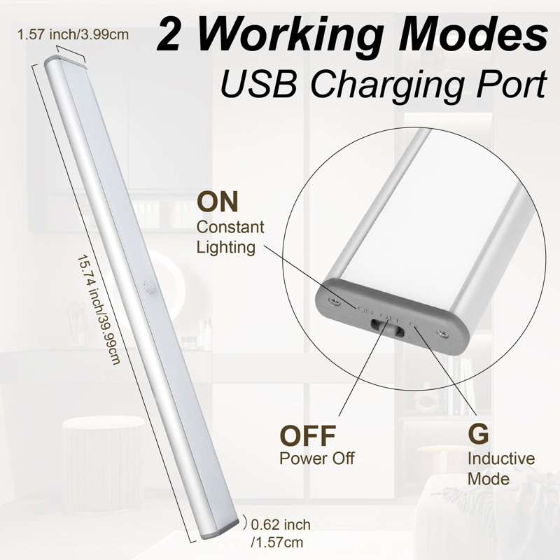 Lumière d'armoire rechargeable sans fil à DEL 78,75 pouces LEPOTET 15,74 pouces