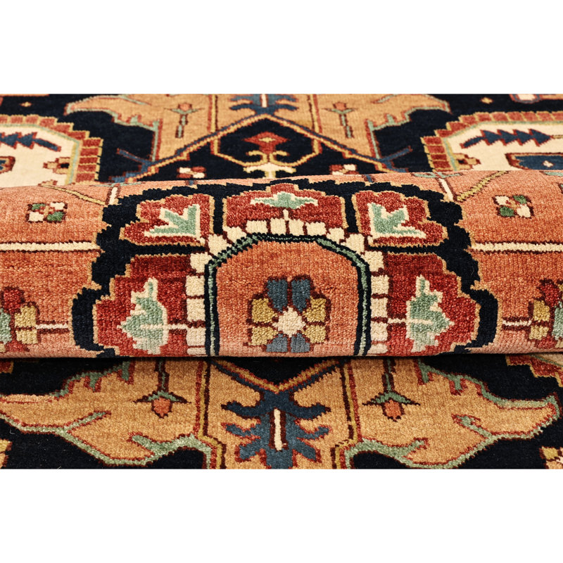 High-Quality Hand-Knotted Red And Blue Area Rug, Rectangle 6' x 9'