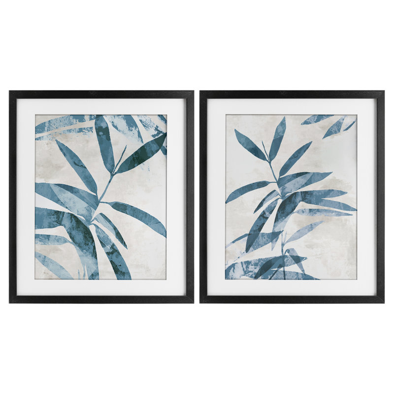 "Tropical Twilight Palms", ensemble de 2 reproductions encadrées sous verre, design par Aoibhne Hogan, Cadre noir minuit