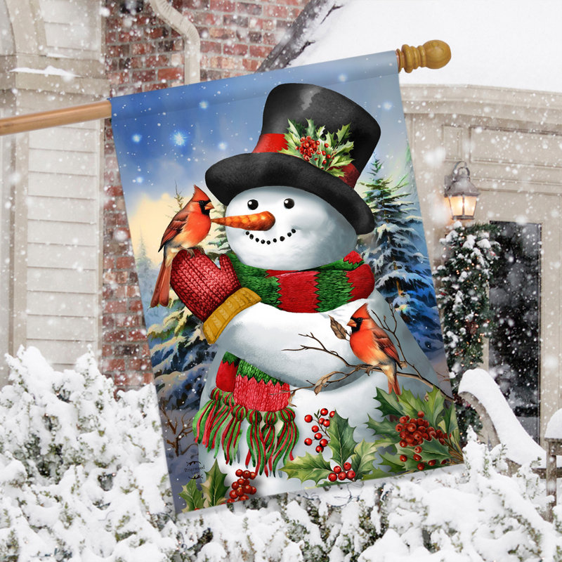 Hiver, bonhomme de neige, drapeau de la maison d'amis