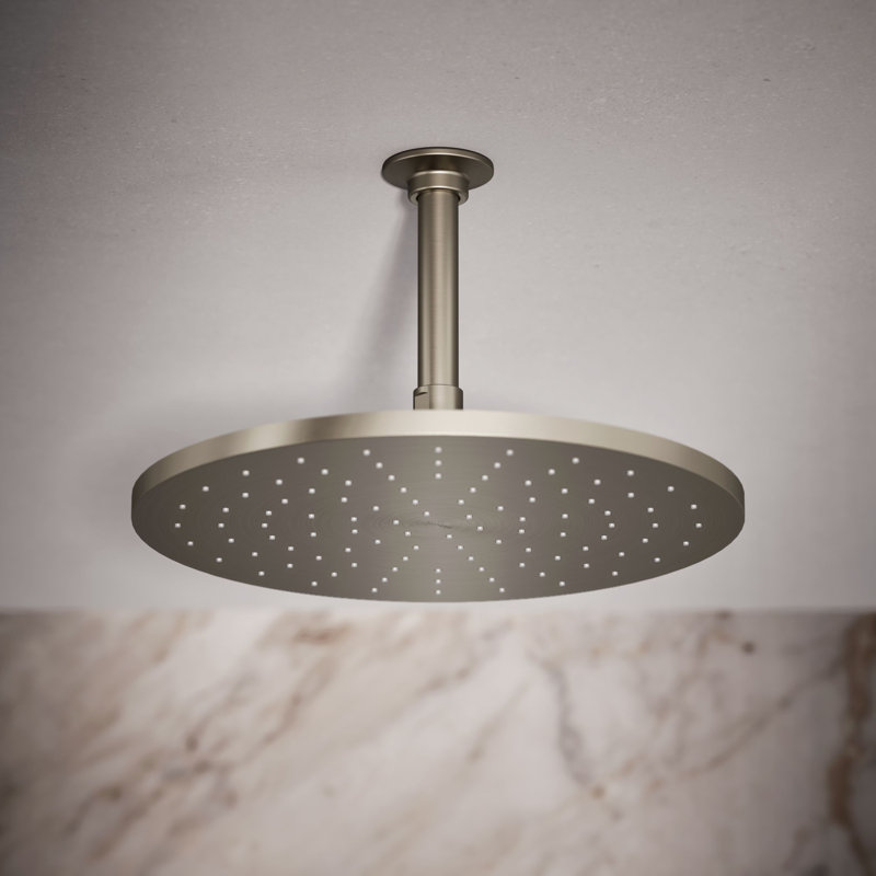 Pomme de douche ronde contemporaine à fonction unique 12 po, 2,5 gallons par minute, Nickel brossé éclatant