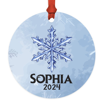 Custom Large Snowflake Kids Ornament Personalized Metal Christmas Tree Decoration 2.5 Inch