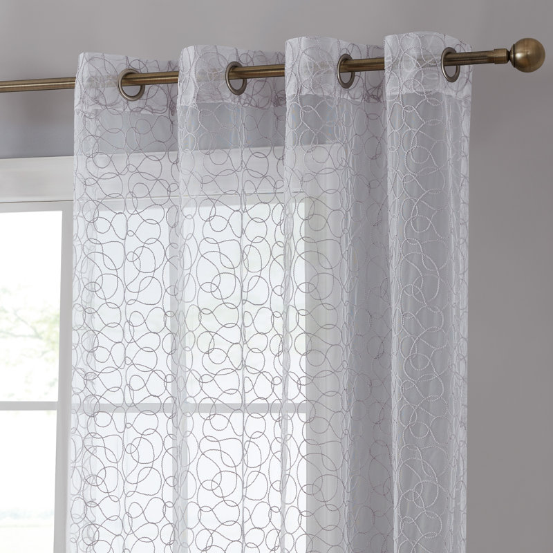 Denis Semi Sheer Curtain Pair, Silver Gray, 54" x 84"