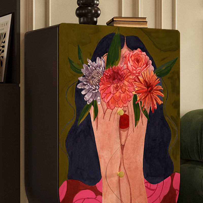 Armoire de rangement en bois Abstract Girl