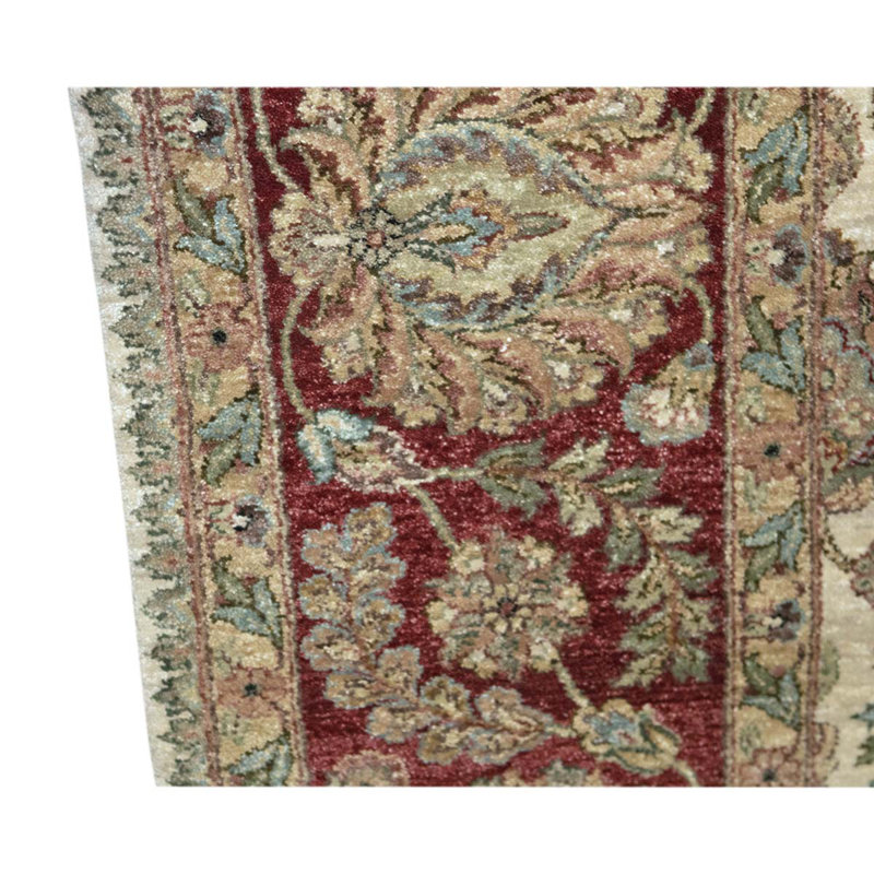 Tapis ivoire / rouge noué à la main de haute qualité Trinity