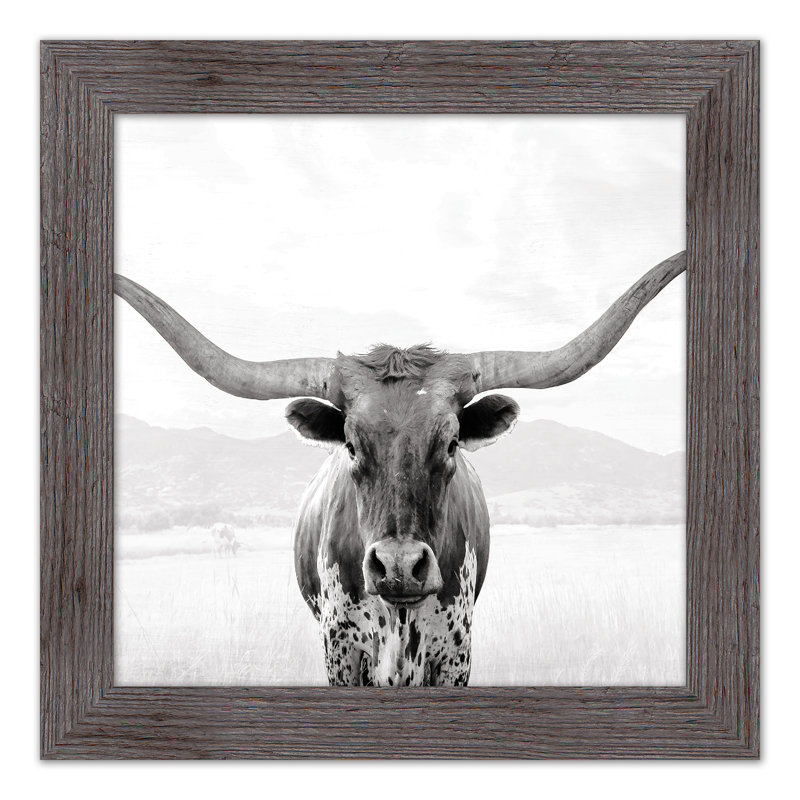 «Bull isolé», reproduction encadrée, H 16 po x l 16 po x P 0,75 po