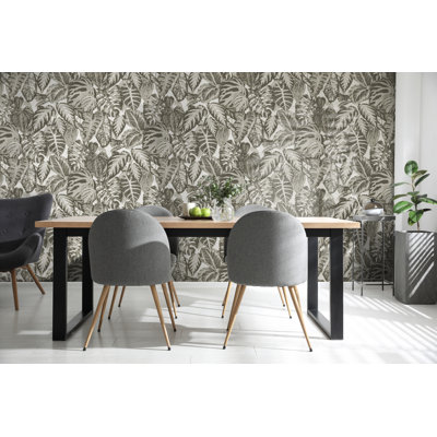 Feel Flocked Elephant Leaf Design 33' L x 21" W Wallpaper Roll