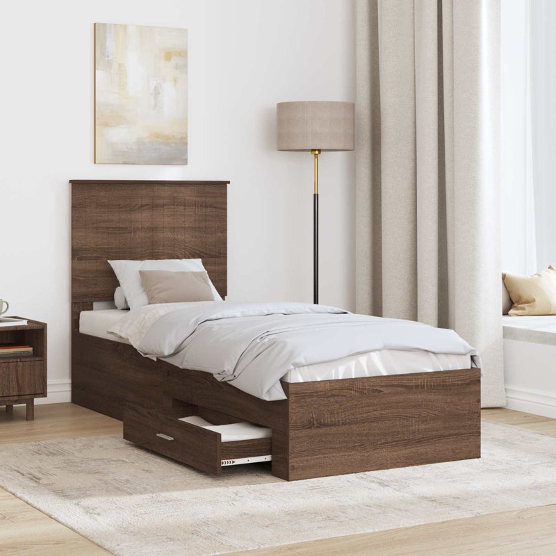 Bed, Silver/Brown Oak, Small Single (2'6)