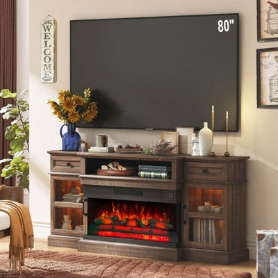 70" Farmhouse Fireplace Pottershill For Tvs Up To 80", Fireplace Entertainment Centre With 36 Inch Electric Fireplace