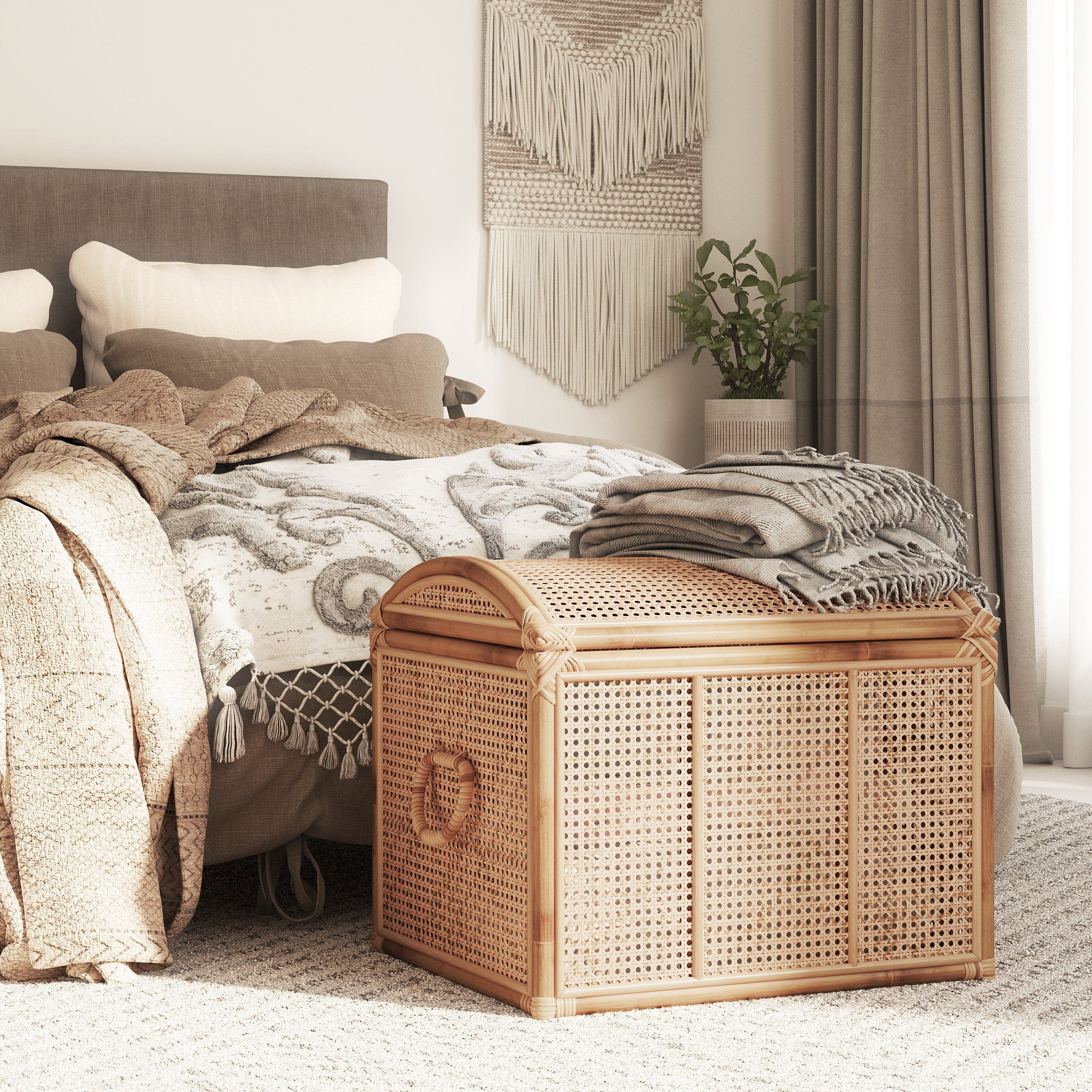 Bayou Breeze Noam Wicker Storage Trunk, Preassembled Lightweight