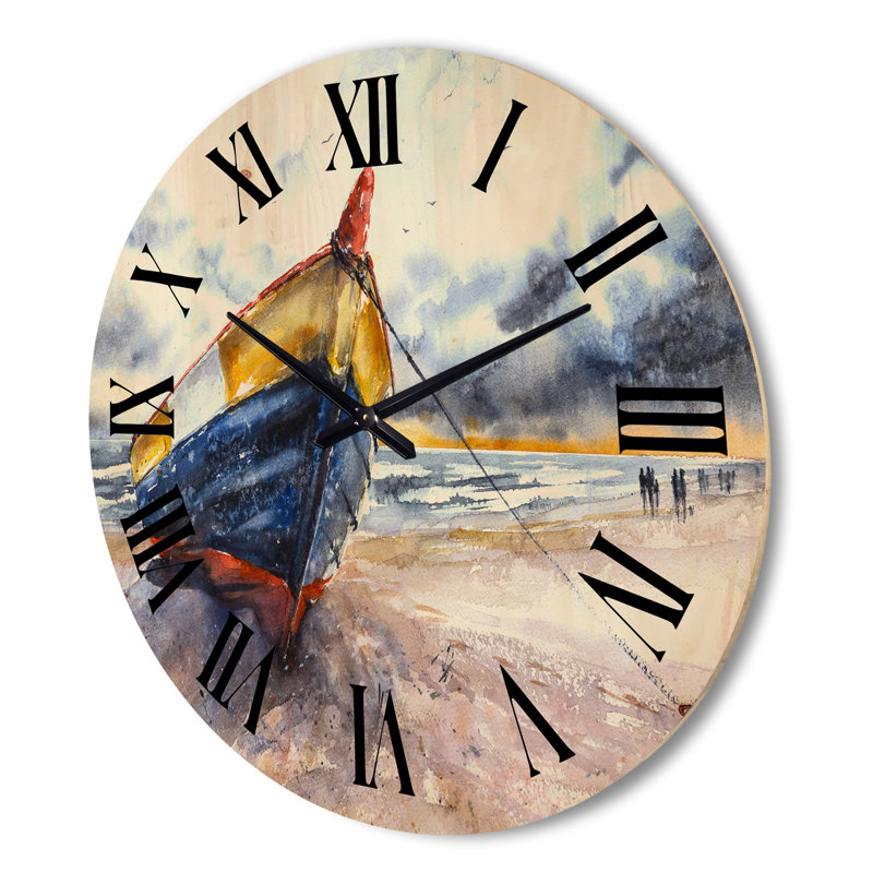 Horloge murale bateau en bois sur les rives de la Baltique, Très grand