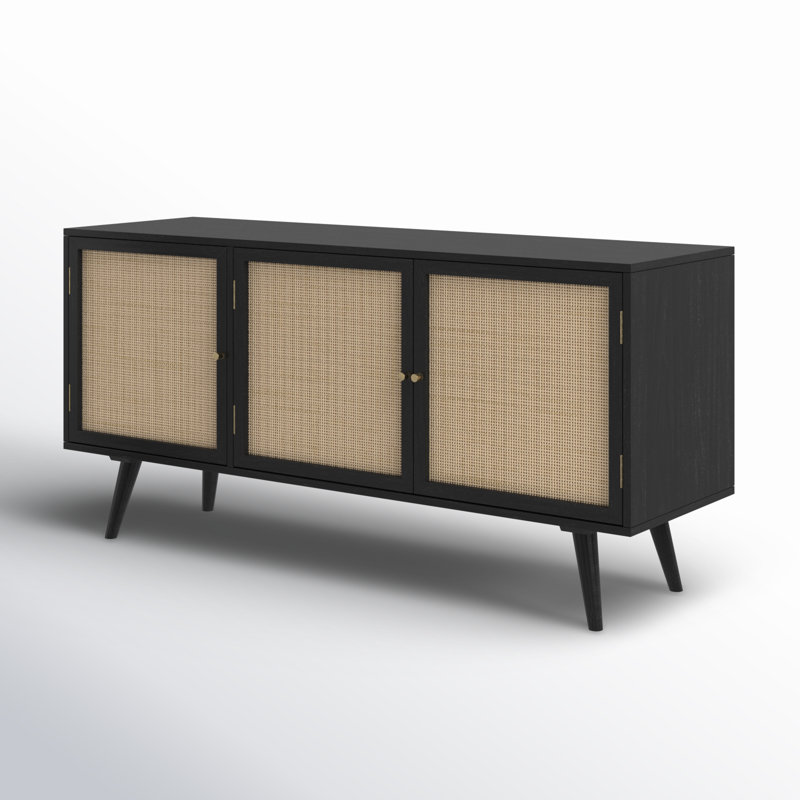 57.25" Wide Mango Solid Wood Sideboard, Black