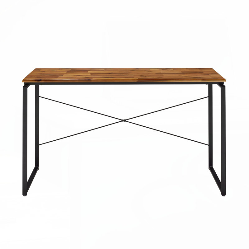 Kivanc Desk, Faux Concrete & Silver, Brown/Black, 28.46" H x 47.46" W x 22.53" D