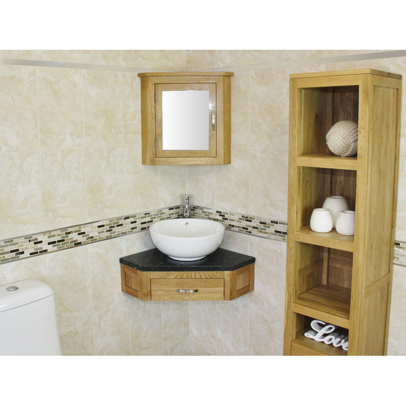 Covarrubias 550mm Single Bathroom Vanity with Vessel Ceramic Basin, Black Quartz