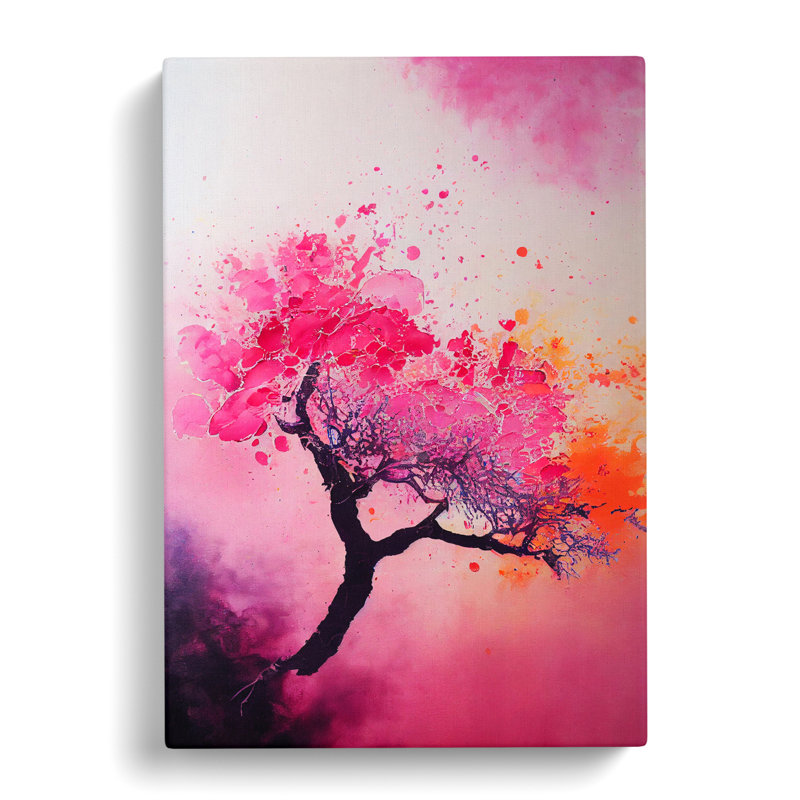 CAN-V0523-1763X Peach Blossom Tree Splatter Vol.1 - Wrapped Canvas Print, 50cm H x 35cm W x 3cm D