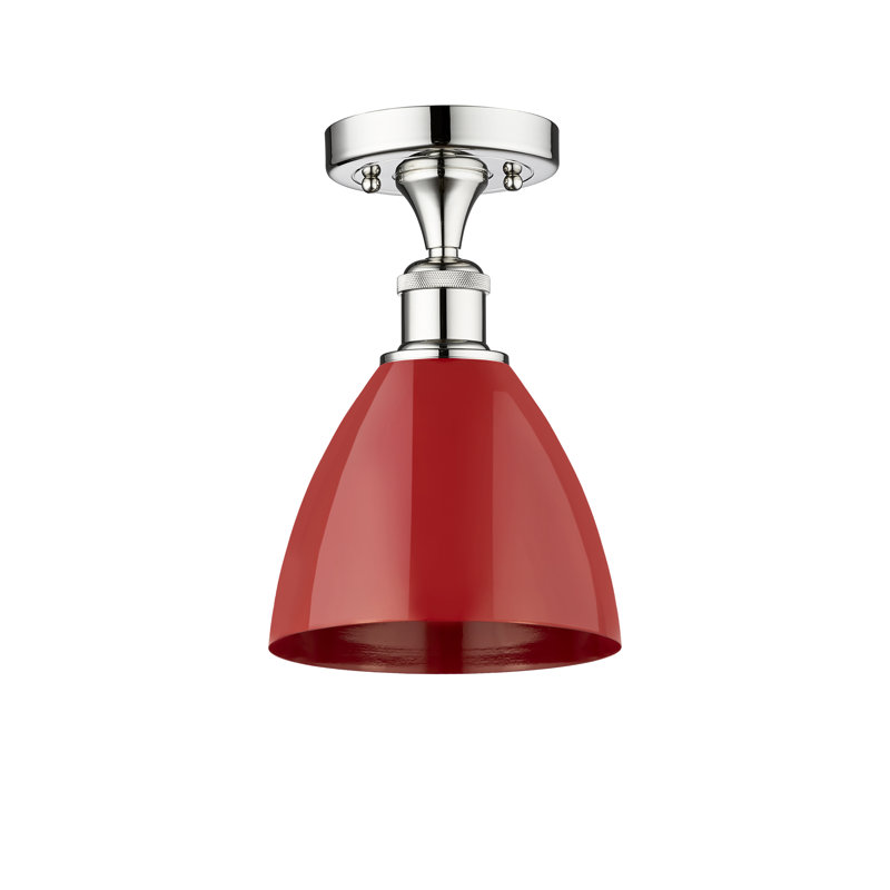 Plafonnier semi-encastré Riegelsville, Chrome poli, Rouge