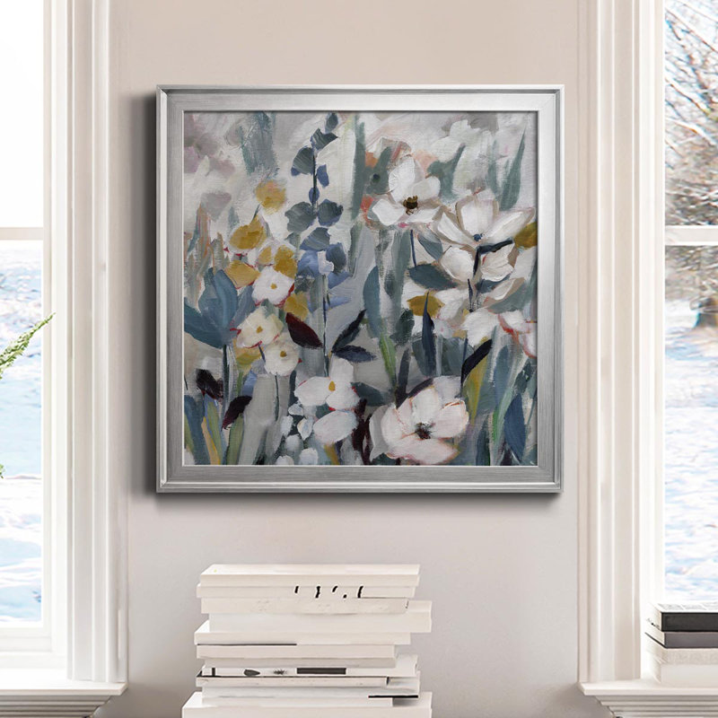 Happy Fields - Peinture sur toile encadrée, Argent, H 17,5 po x l 17,5 po x P 1,5 po