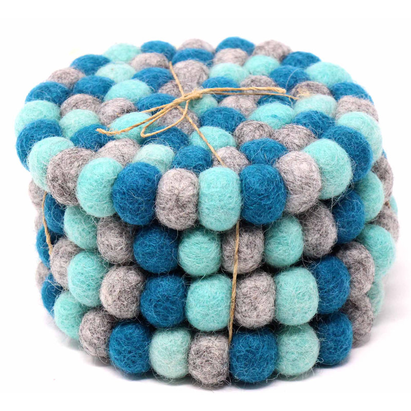 Round 4 Piece Coaster Set, Blue