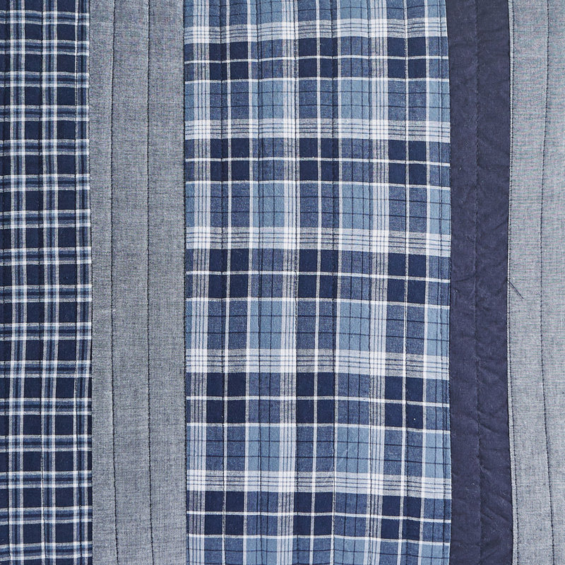 Navy Cotton Reversible Full Quilt Set