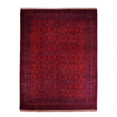 Tapis en laine et coton rouge noué à la main Original