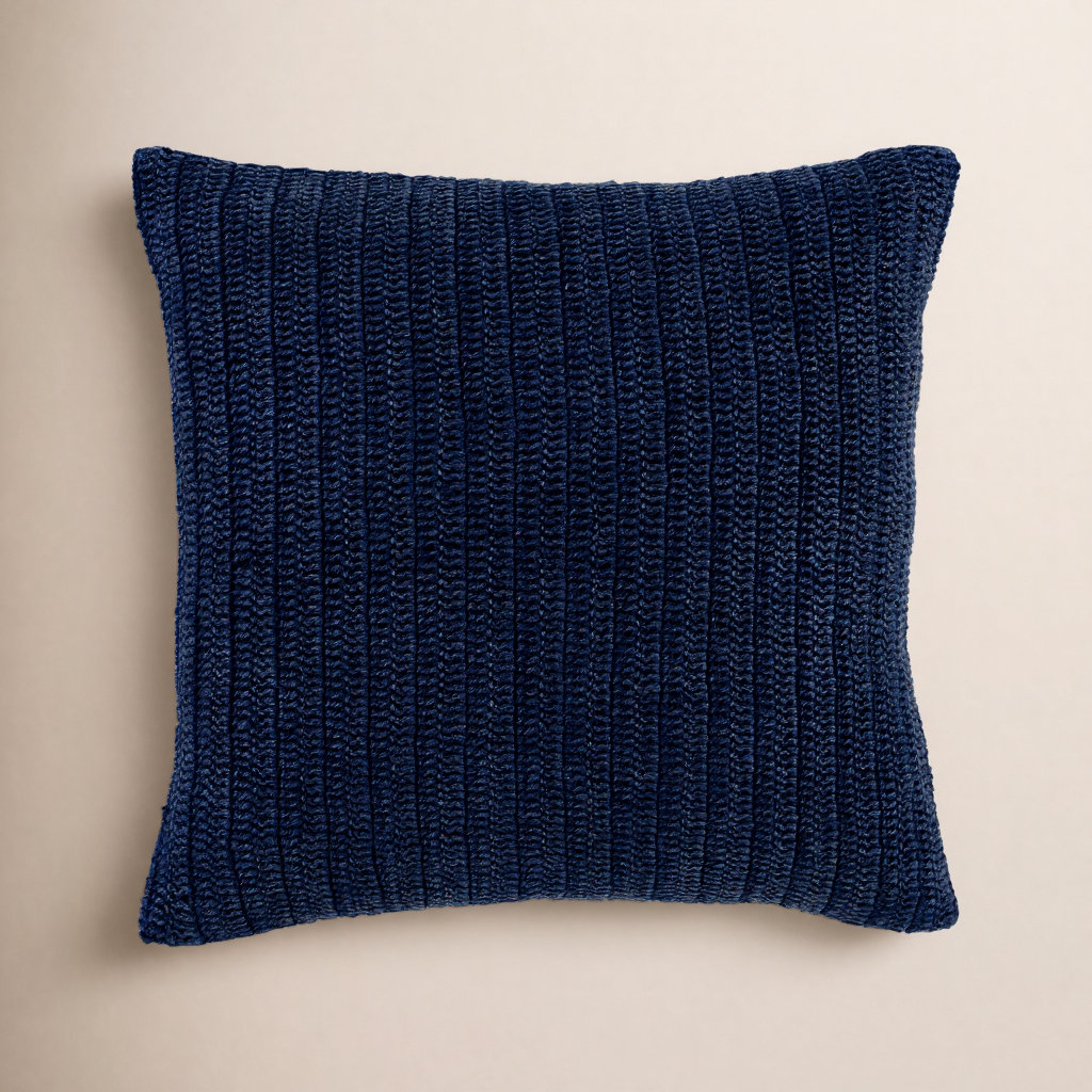 Rowan 22" x 22" Cotton Throw Pillow, Indigo